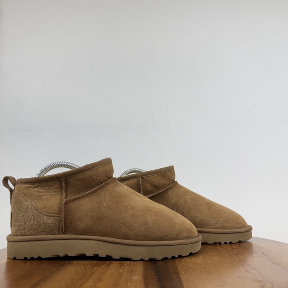 UGG Shoes - Womens Ugg Classic Ultra Mini Tan Shearling Lined Comfort Boots Size 7 M GUC